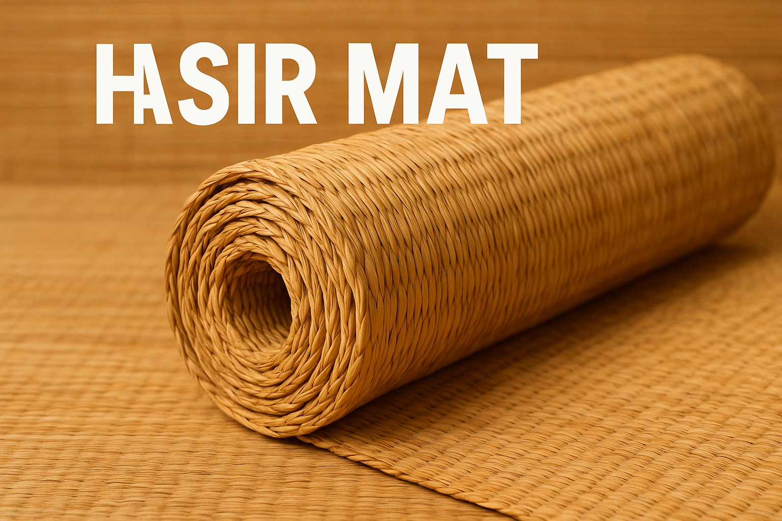 Rolled natural fiber mat on surface